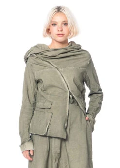 RUNDHOLZ DIP, Baumwolljacke Mit Diagonalem Reißverschluss Und Voluminösem Kragen 2232441102 -Kleider Geschaft 2441102 schilfcloud s 3