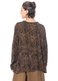RUNDHOLZ  BLACK  LABEL, Weites Baumwollshirt Mit Flockprint 2233370507 -Kleider Geschaft 3370507 bronze flock print 2