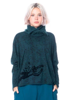 RUNDHOLZ  BLACK  LABEL, Weites Baumwollshirt Mit Flockprint 2233370507 -Kleider Geschaft 3370507 forest flock print