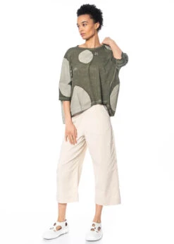 RUNDHOLZ  BLACK  LABEL, Kastenförmiges T-Shirt Aus Sommerlicher Baumwolle Mit Tupfen 1233370522 -Kleider Geschaft 3370522 olivedot in s hose 3340106 2