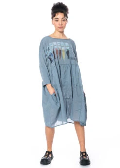 RUNDHOLZ  BLACK  LABEL, Kleid In Einheitsgröße Aus Baumwollmix Mit Print 1233370940 -Kleider Geschaft 3370940 waterprint in onesize