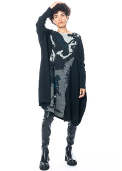 RUNDHOLZ  BLACK  LABEL, Baumwollkleid Mit Wolljacquard 2233380902 -Kleider Geschaft 3380902 ink jacquard print 2