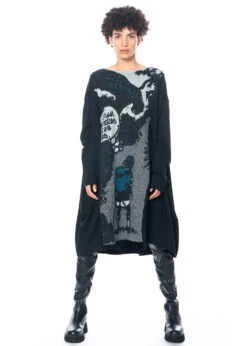 RUNDHOLZ  BLACK  LABEL, Baumwollkleid Mit Wolljacquard 2233380902 -Kleider Geschaft 3380902 ink jacquard print