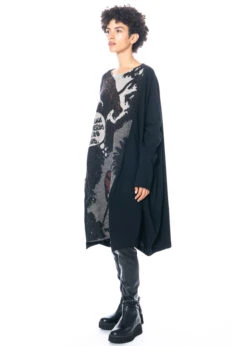 RUNDHOLZ  BLACK  LABEL, Baumwollkleid Mit Wolljacquard 2233380902 -Kleider Geschaft 3380902 wood jacquard