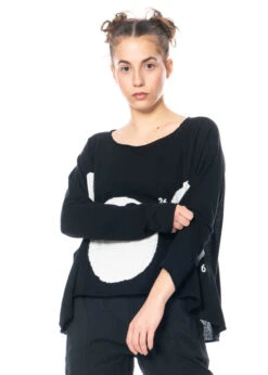 RUNDHOLZ  BLACK  LABEL, Locker Sitzender Sommer-Baumwollpullover Mit Aufdruck 1233390702 -Kleider Geschaft 3390702 black in s hose 3280105 5