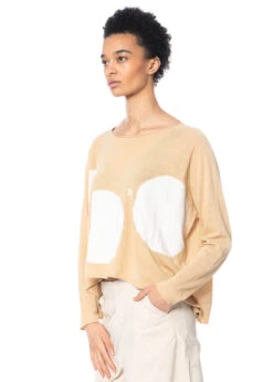 RUNDHOLZ  BLACK  LABEL, Locker Sitzender Sommer-Baumwollpullover Mit Aufdruck 1233390702 -Kleider Geschaft 3390702 cornprint in s hose 3440106 3