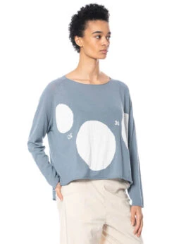 RUNDHOLZ  BLACK  LABEL, Locker Sitzender Sommer-Baumwollpullover Mit Aufdruck 1233390702 -Kleider Geschaft 3390702 waterprint in s hose 3440106 2