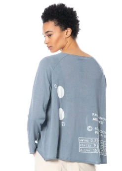 RUNDHOLZ  BLACK  LABEL, Locker Sitzender Sommer-Baumwollpullover Mit Aufdruck 1233390702 -Kleider Geschaft 3390702 waterprint in s hose 3440106 3