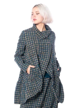 RUNDHOLZ  BLACK  LABEL, Lange Jacke Mit Schößchen Im Karomuster 2233391104 -Kleider Geschaft 3391104 inkcheck s 5