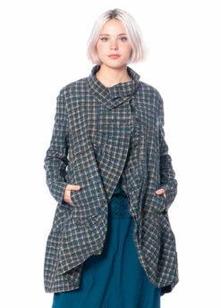 RUNDHOLZ  BLACK  LABEL, Lange Jacke Mit Schößchen Im Karomuster 2233391104 -Kleider Geschaft 3391104 inkcheck s 7