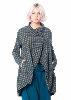 RUNDHOLZ  BLACK  LABEL, Lange Jacke Mit Schößchen Im Karomuster 2233391104 -Kleider Geschaft 3391104 inkcheck s 8