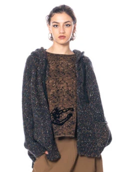 RUNDHOLZ  BLACK  LABEL, Strickjacke Mit Kapuze Aus Meliertem Garm 2233487107 -Kleider Geschaft 3487107 5