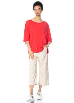 RUNDHOLZ  BLACK  LABEL, Doppellagiges T-Shirt In Kastiger Form 1233580504 -Kleider Geschaft 3580504 cherryrose in s hose 3440106 2