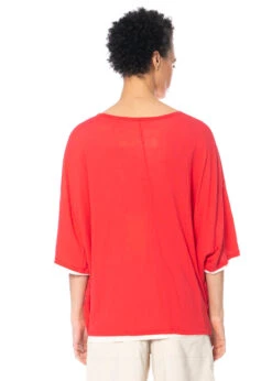 RUNDHOLZ  BLACK  LABEL, Doppellagiges T-Shirt In Kastiger Form 1233580504 -Kleider Geschaft 3580504 cherryrose in s hose 3440106 6