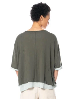 RUNDHOLZ  BLACK  LABEL, Doppellagiges T-Shirt In Kastiger Form 1233580504 -Kleider Geschaft 3580504 olivesky in s hose3440106 4