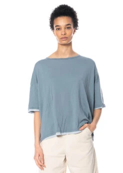 RUNDHOLZ  BLACK  LABEL, Doppellagiges T-Shirt In Kastiger Form 1233580504 -Kleider Geschaft 3580504 waterice in s hose3440106