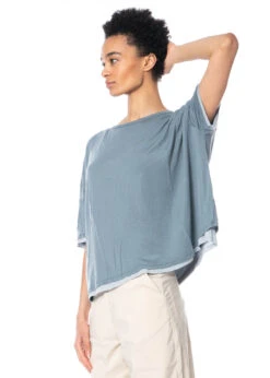 RUNDHOLZ  BLACK  LABEL, Doppellagiges T-Shirt In Kastiger Form 1233580504 -Kleider Geschaft 3580504 waterice in s hose3440106 3