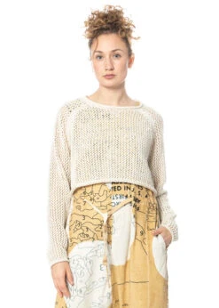 RUNDHOLZ  BLACK  LABEL, Grob Gestrickter Kurzer Pullover In Meliertem Garn 1233730704 -Kleider Geschaft 3730704 cornmelange s