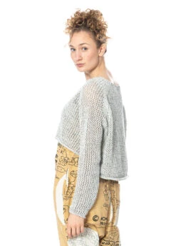 RUNDHOLZ  BLACK  LABEL, Grob Gestrickter Kurzer Pullover In Meliertem Garn 1233730704 -Kleider Geschaft 3730704 olivemelange s 5