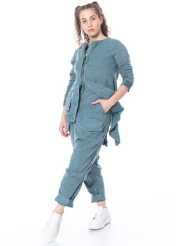 RUNDHOLZ BLACK LABEL, Kragenlose Jacke Aus Leinenmix 1233831107