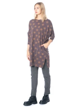 KEDZIOREK, Legeres Kleid Mit Punkten 4756 -Kleider Geschaft 4756 dress beige 2