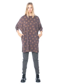 KEDZIOREK, Legeres Kleid Mit Punkten 4756 -Kleider Geschaft 4756 dress beige