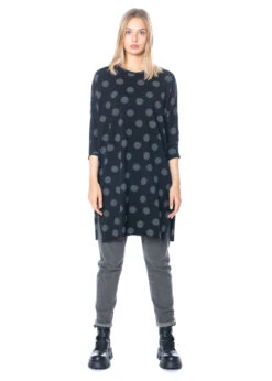 KEDZIOREK, Legeres Kleid Mit Punkten 4756 -Kleider Geschaft 4756 dress black 2