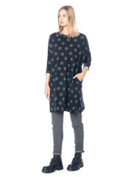 KEDZIOREK, Legeres Kleid Mit Punkten 4756 -Kleider Geschaft 4756 dress black 3