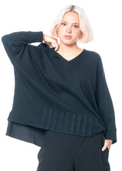 KEDZIOREK, Langärmeliges Oversize-Baumwollshirt Mit Aufgesetzten Abnähern 4941
