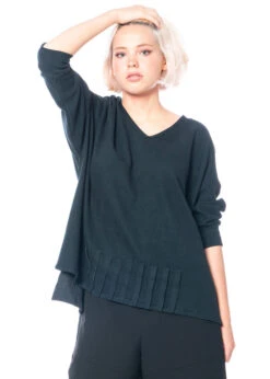 KEDZIOREK, Langärmeliges Oversize-Baumwollshirt Mit Aufgesetzten Abnähern 4941 -Kleider Geschaft 4941 5