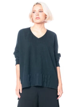 KEDZIOREK, Langärmeliges Oversize-Baumwollshirt Mit Aufgesetzten Abnähern 4941 -Kleider Geschaft 4941 6