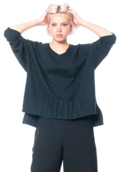 KEDZIOREK, Langärmeliges Oversize-Baumwollshirt Mit Aufgesetzten Abnähern 4941 -Kleider Geschaft 4941 7