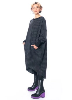 LA HAINE INSIDE US, Gestreiftes Kleid Mit Langen Ärmeln 4M LW556