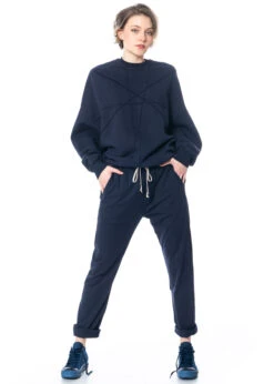 DRKSHDW By Rick Owens, Bequeme Baumwollhose Mit Kordelzug -Kleider Geschaft 6329 indigo m. 6235 2