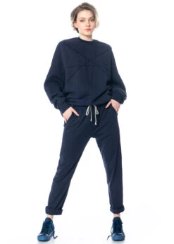 DRKSHDW By Rick Owens, Bequeme Baumwollhose Mit Kordelzug -Kleider Geschaft 6329 indigo m. 6235 3