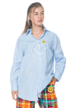 JOSHUAS, Gestreiftes Hemd Mit Gute-Laune-Print -Kleider Geschaft bluse 30059 gr. m m. hose 10410 2