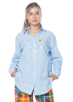 JOSHUAS, Gestreiftes Hemd Mit Gute-Laune-Print -Kleider Geschaft bluse 30059 gr. m m. hose 10410 3