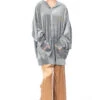 BARBARA BOLOGNA, Schimmernde Oversize-Sweatshirtjacke Grau -Kleider Geschaft cin 001zp grey 2