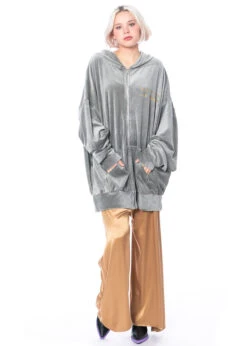 BARBARA BOLOGNA, Schimmernde Oversize-Sweatshirtjacke Grau