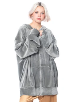BARBARA BOLOGNA, Schimmernde Oversize-Sweatshirtjacke Grau -Kleider Geschaft cin 001zp grey