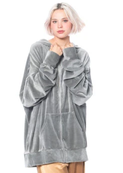 BARBARA BOLOGNA, Schimmernde Oversize-Sweatshirtjacke Grau -Kleider Geschaft cin 001zp grey 5