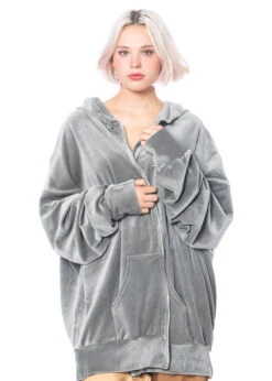 BARBARA BOLOGNA, Schimmernde Oversize-Sweatshirtjacke Grau -Kleider Geschaft cin 001zp grey 7