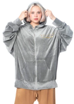 BARBARA BOLOGNA, Schimmernde Oversize-Sweatshirtjacke Grau -Kleider Geschaft cin 001zp grey 8