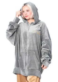 BARBARA BOLOGNA, Schimmernde Oversize-Sweatshirtjacke Grau -Kleider Geschaft cin 001zp grey 9