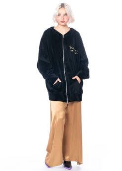 BARBARA BOLOGNA, Schimmernde Oversize-Sweatshirtjacke Nero