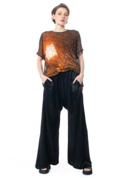 BARBARA BOLOGNA, Elegante Palazzo-Hose -Kleider Geschaft confr 41 black m 2