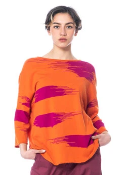 Knit Knit, Zweifarbiger Sommerstrickpullover -Kleider Geschaft cot11 s ambra amarena