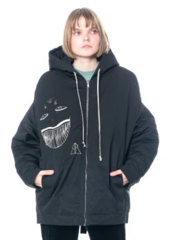 DRKSHDW By Rick Owens, Gefütterte Jacke Aus Baumwollgemisch Mit Reißverschluss Und Aufdruck