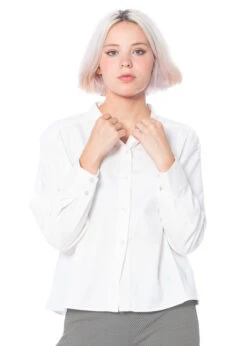 HENRY CHRIST, Leicht Verkürztes Hemd Aus Baumwollflanell -Kleider Geschaft f50l white