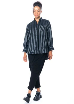 HIGH, Bluse GOSSIP Mit Längerer Rückseite -Kleider Geschaft gossip gestreift m. skirmish u. new order 4 1